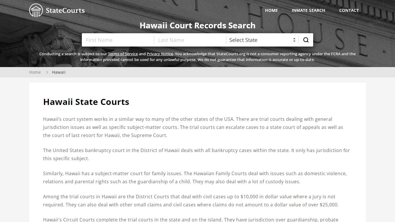 Hawaii State Records - Detail